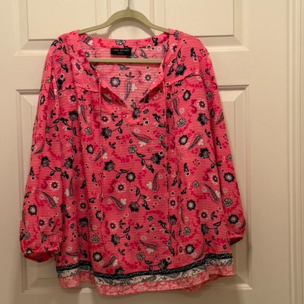 Lane Bryant Swing 3/4-Sleeve Split-Neck Popover Top, Size 20W